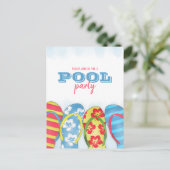 Moderne Eenvoudige Waterverf Flip Flop Pool Party Briefkaart (Staand voorkant)
