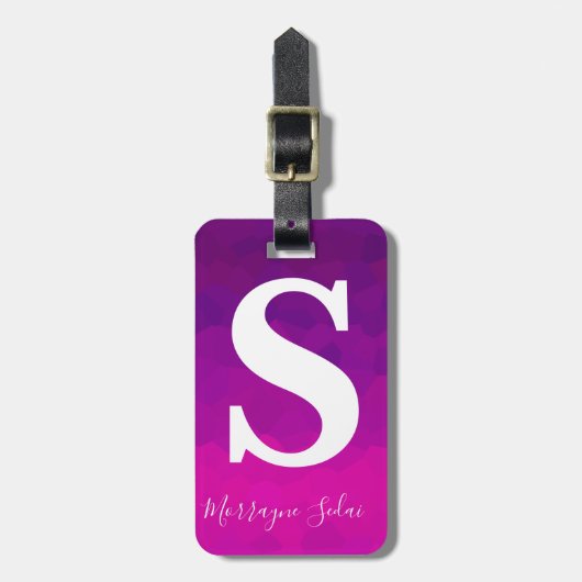 Moderne eenvoudige Waterverf Ombre Monogram Bagagelabel (Voorkant verticaal)