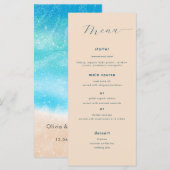 Moderne eenvoudige Waterverf Sandy Beach bruiloft Menu (Voorkant / Achterkant)