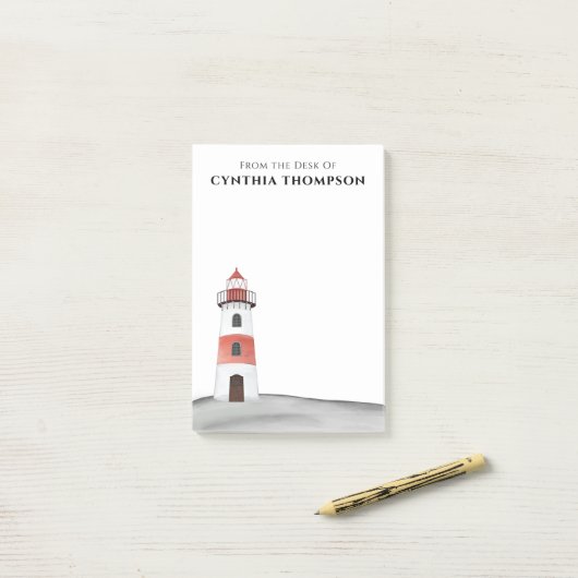Moderne, eenvoudige Waterverf vuurtoren Post-it® Notes (Op bureau)