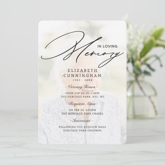 Moderne eenvoudige weergave, Requiem, begrafenis Kaart (Staand voorkant)