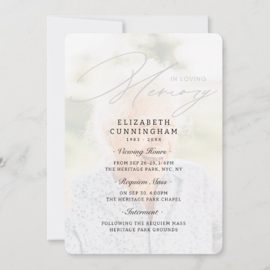 Moderne eenvoudige weergave, Requiem, begrafenis Kaart (Voorkant)