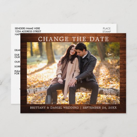Moderne Eenvoudige Wijzig de Datum Nieuwe Datum Ho Briefkaart (Voorkant / Achterkant)