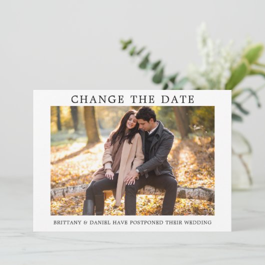 Moderne, eenvoudige wijziging van de datumkaart save the date (Staand voorkant)