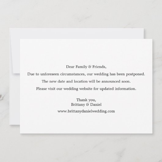 Moderne, eenvoudige wijziging van de datumkaart save the date (Achterkant)