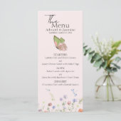 Moderne Eenvoudige Wilde Bloem Bruiloft Menu (Staand voorkant)