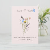 Moderne Eenvoudige Wilde Bloem Bruiloft Save The Date (Staand voorkant)