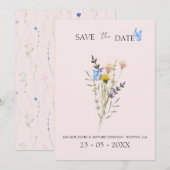 Moderne Eenvoudige Wilde Bloem Bruiloft Save The Date (Voorkant / Achterkant)