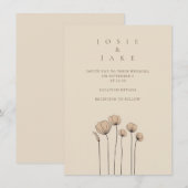 Moderne eenvoudige wilde bloemen bruiloft kaart (Voorkant / Achterkant)