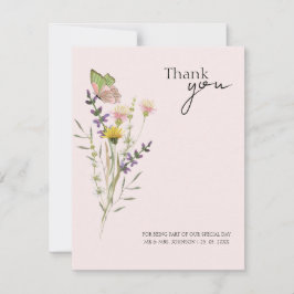 Moderne Eenvoudige Wildflower Bloemen Huwelijk Bedankkaart