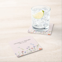 Moderne Eenvoudige Wildflower Bloemen Huwelijk Kartonnen Onderzetters