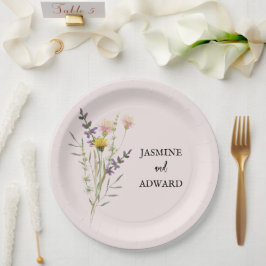 Moderne Eenvoudige Wildflower Bloemen Huwelijk Papieren Bordje