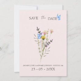 Moderne Eenvoudige Wildflower Bloemen Huwelijk Save The Date