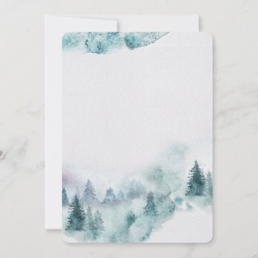 Moderne Eenvoudige winter, groen en witte bomen Kaart (Achterkant)
