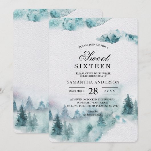 Moderne Eenvoudige winter, groen en witte bomen Kaart (Voorkant / Achterkant)