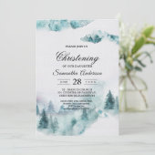 Moderne eenvoudige wintergroene en witte bomen kaart (Staand voorkant)