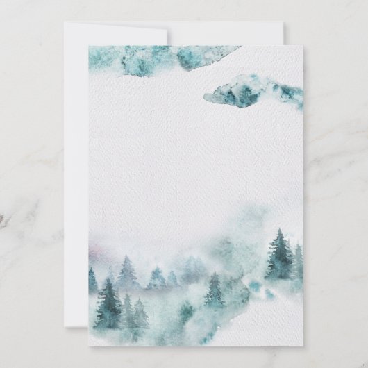 Moderne eenvoudige wintergroene en witte bomen kaart (Achterkant)