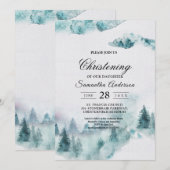 Moderne eenvoudige wintergroene en witte bomen kaart (Voorkant / Achterkant)