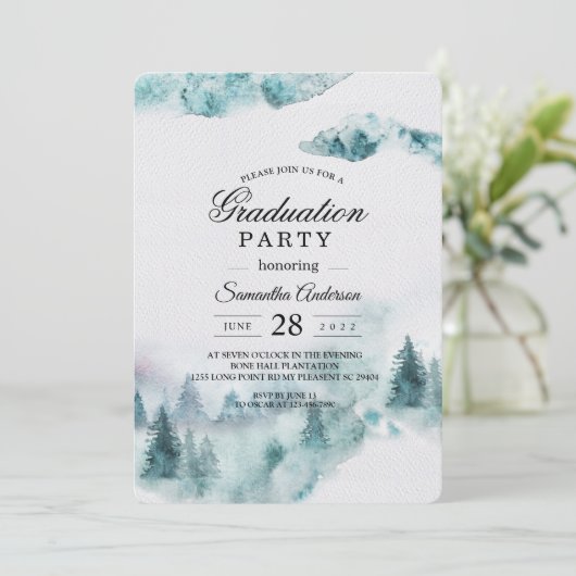 Moderne eenvoudige wintergroene en witte bomen kaart (Staand voorkant)