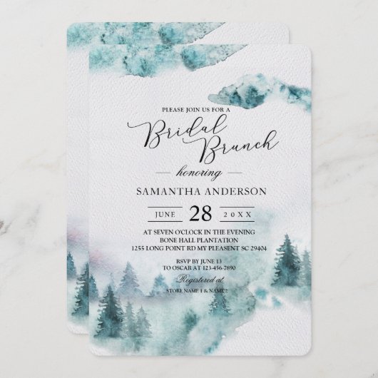 Moderne eenvoudige wintergroene en witte bomen kaart (Voorkant / Achterkant)