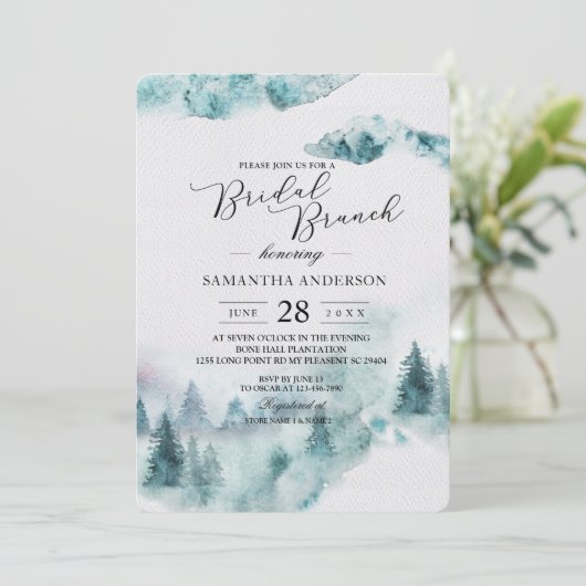 Moderne eenvoudige wintergroene en witte bomen kaart (Staand voorkant)