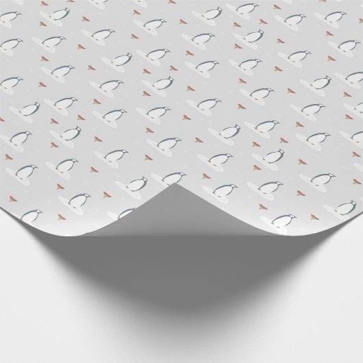 Moderne eenvoudige winterpinguïns en paddenstoelen cadeaupapier (Hoek)