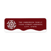 Moderne Eenvoudige Wintersnowflake Snowy Kerstmis Etiket (Voorkant)