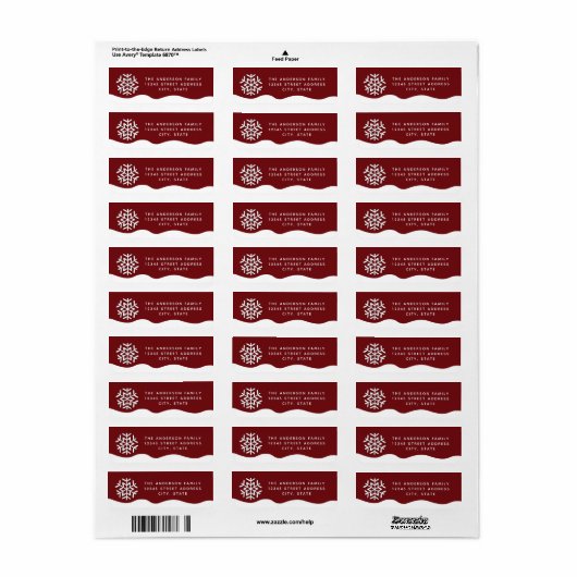 Moderne Eenvoudige Wintersnowflake Snowy Kerstmis Etiket (Full Sheet)