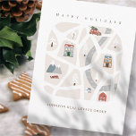 Moderne Eenvoudige winterstad — Town Map Holiday Briefkaart<br><div class="desc">Uw zakelijke logo kan hier worden toegevoegd: http://www.zazzle.com/store/selectpartysupplies</div>