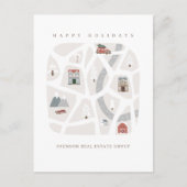 Moderne Eenvoudige winterstad — Town Map Holiday Briefkaart (Voorkant)