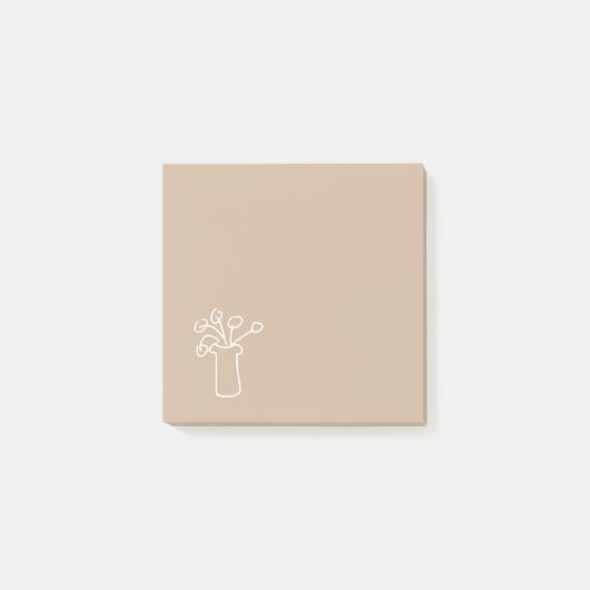 Moderne eenvoudige witte bloem art briefpapier post-it® notes (Voorkant)