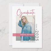 Moderne Eenvoudige Witte Blush Afstuderen Foto Kaart (Voorkant)