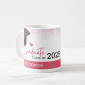 Moderne Eenvoudige Witte Blush Afstuderen Foto Koffiemok (Voorkant links)