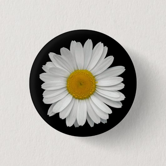 Moderne, eenvoudige witte-dagrijfster op zwart ronde button 3,2 cm (Voorkant)