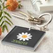 Moderne Eenvoudige Witte Daisy Sleutelhanger