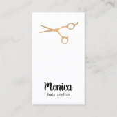 Moderne, eenvoudige witte faux Gold Hair Stylist Visitekaartje (Voorkant)