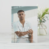 Moderne Eenvoudige Witte Foto Afstudeerfeest Kaart (Staand voorkant)