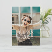 Moderne Eenvoudige Witte Foto Afstudeerfeest Kaart (Staand voorkant)