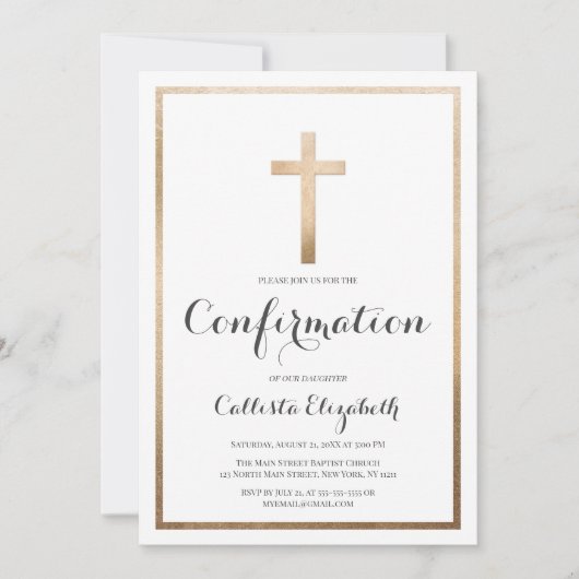 Moderne eenvoudige witte gouden grensoverschrijden kaart (Voorkant)