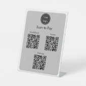 Moderne eenvoudige witte grafietscan om QR-codes t Reclamebord Met Voetstuk (Voorkant)