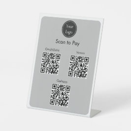 Moderne eenvoudige witte grafietscan om QR-codes t Reclamebord Met Voetstuk