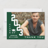 Moderne, eenvoudige, witte, groene Afstuderen Bedankkaart (Voorkant)