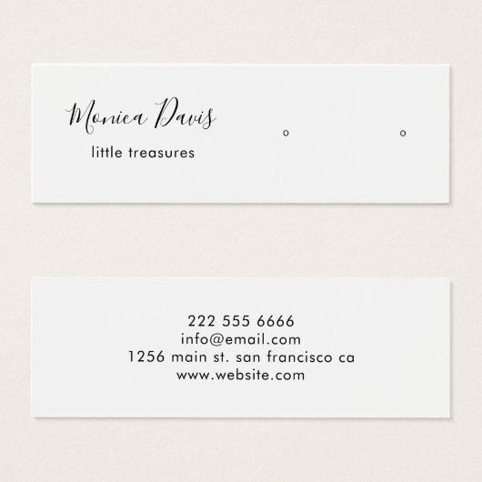 Moderne, eenvoudige, witte kaart met oormerk (Voorkant /achterkant)