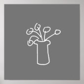 Moderne, eenvoudige, witte omtrek met bloemontwerp poster (Voorkant)