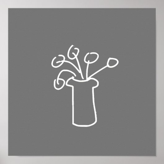 Moderne, eenvoudige, witte omtrek met bloemontwerp poster (Voorkant)