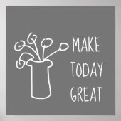 Moderne, eenvoudige, witte omtrek met bloemontwerp poster (Voorkant)