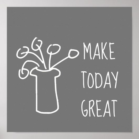 Moderne, eenvoudige, witte omtrek met bloemontwerp poster (Voorkant)