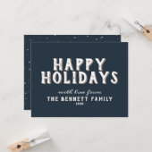 Moderne eenvoudige witte Prettige feestdagen Kaart (Voorkant / Achterkant in situ)