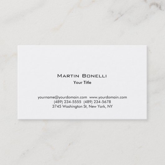 Moderne, eenvoudige, witte, professionele Visiteka Visitekaartje (Voorkant)