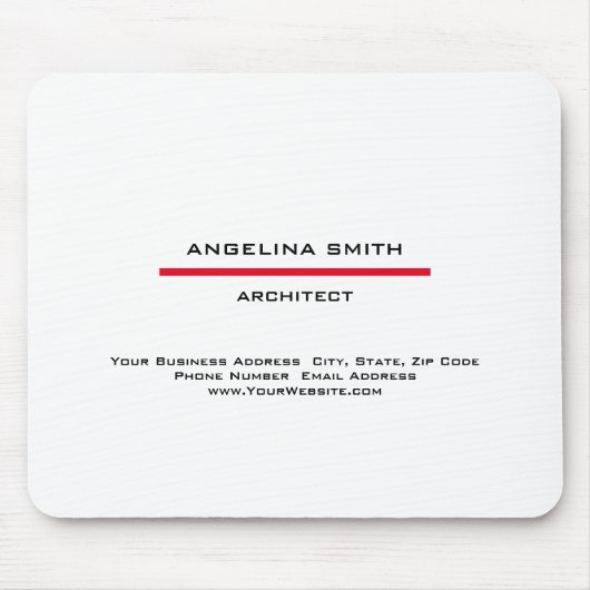 Moderne, eenvoudige, witte, rode, zwarte professio muismat (Voorkant)